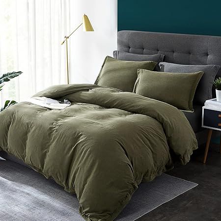 CAROMIO 100% Washed Cotton Duvet Cover Set 3 Piece, Duvet Covers Vintage Style, Soft Breathable, ... | Amazon (US)