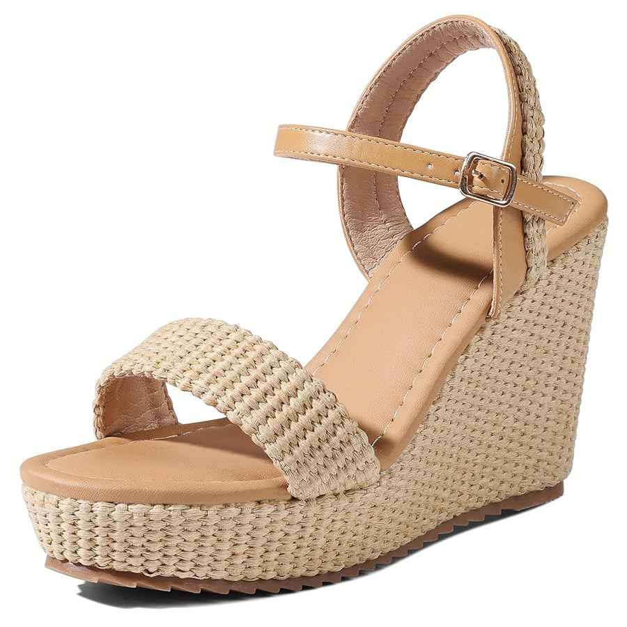 mikarka Women's Espadrille Wedge Sandals: Ankle Strap Platform Open Toe Wedges - Stylish High Hee... | Amazon (US)
