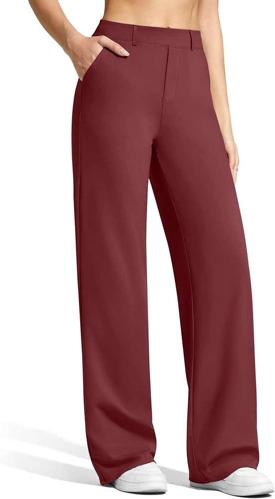 G4Free EverGoing Women's Wide Leg Dress Pants with Pockets Belt Loops | Amazon (US)