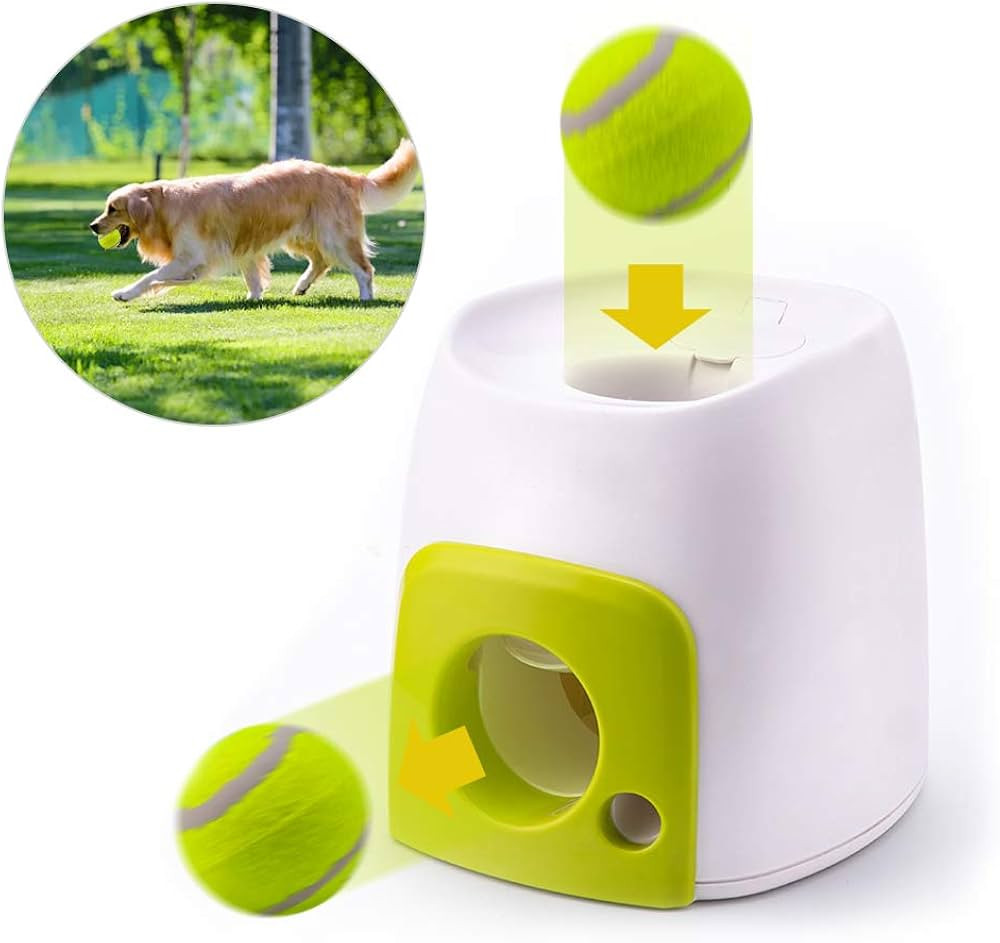 Hztyyier Automatic Dog Ball Launcher Interactive Pet Toy for Dogs, Cats, and Other Animals (Green) | Amazon (US)