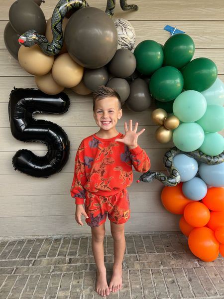 Birthday boy in my FAV Walmart set 🥰 he’s wearing 5T. For the balloon garland I sent a photo to the seller of the colors I wanted! 

#LTKfamily #LTKFind #LTKkids