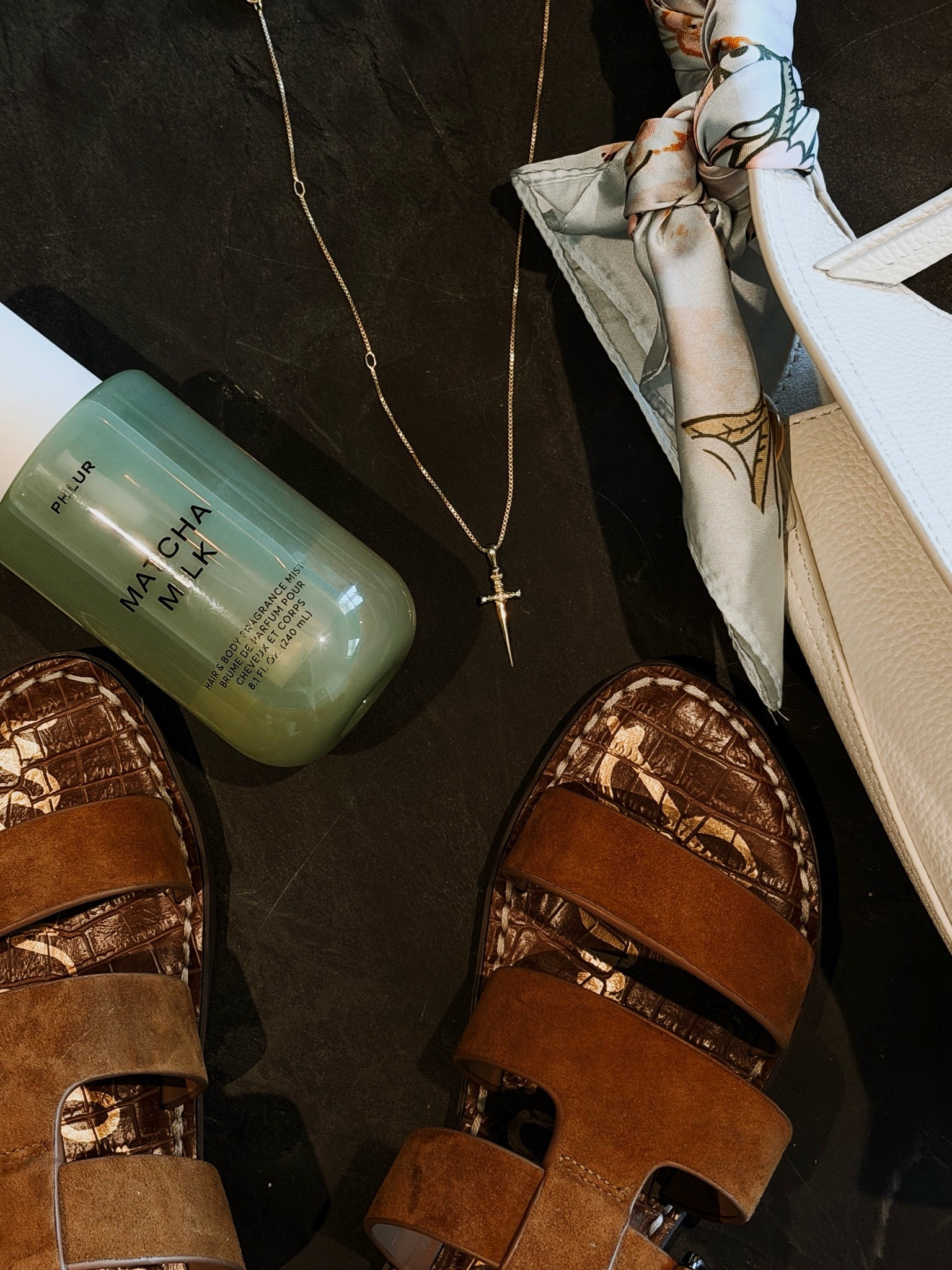 Summer accessories, summer perfume, gold jewelry, leather purse, suede sandals

#LTKSeasonal #LTKBeauty #LTKselfcare