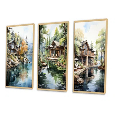 Hotels Lodges Serenity Retreat " 3 - Pieces on Canvas | Wayfair North America