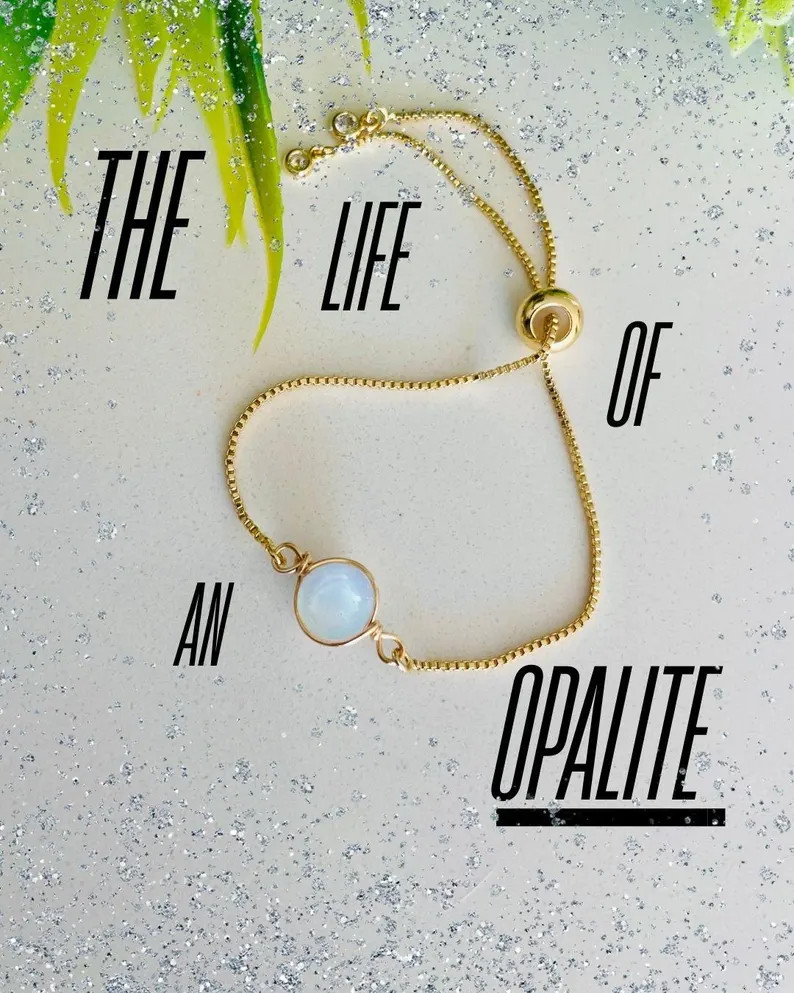 OPALITE Showgirl Gold Bracelet. Adjustable Natural Crystal Beaded Jewelry - Etsy | Etsy (US)