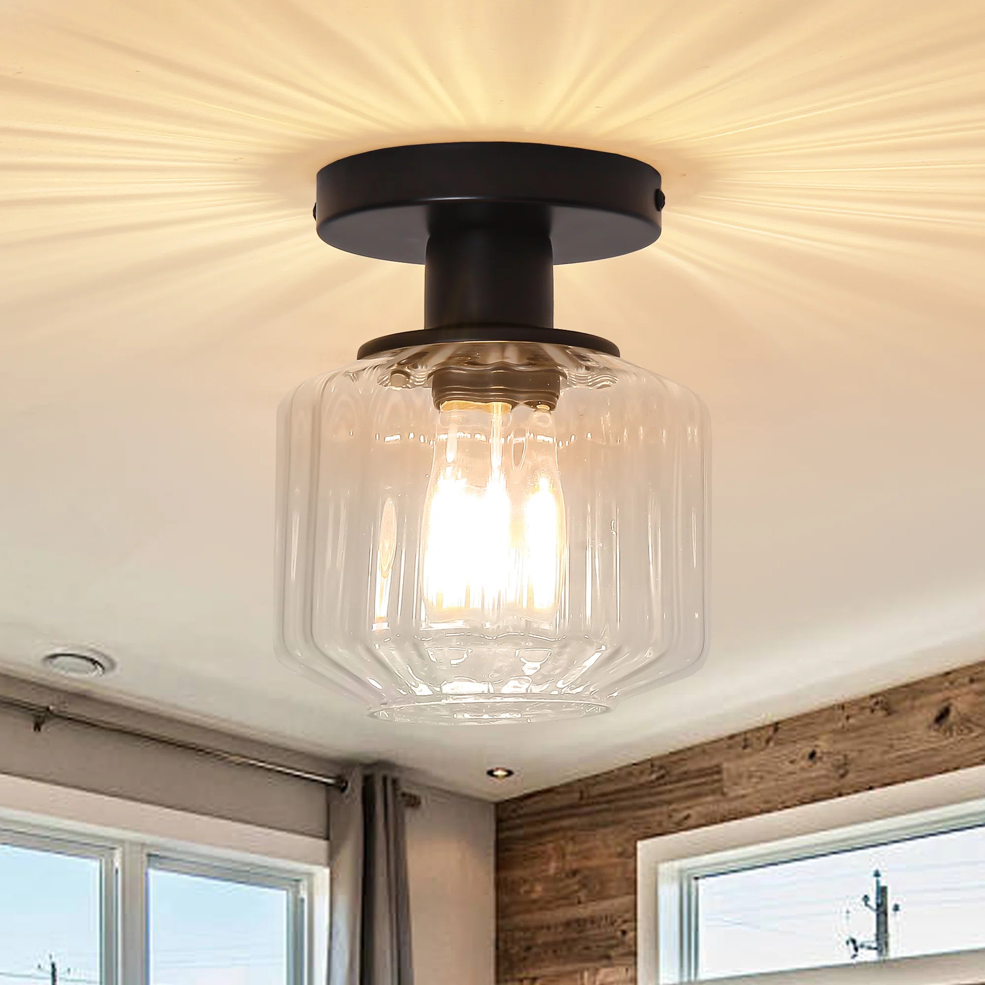 1 - Light Glass Semi Flush Mount Ceiling Light | Wayfair North America