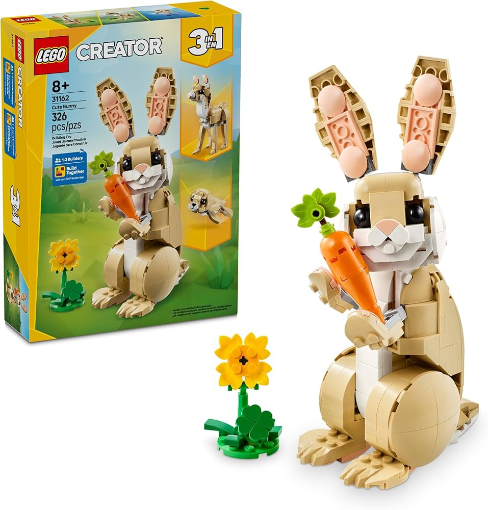 LEGO Creator 3 in 1 Cute Bunny Toy - Building Toy Set with 3 Build Options, Bunny, Seal, or Llama... | Amazon (US)