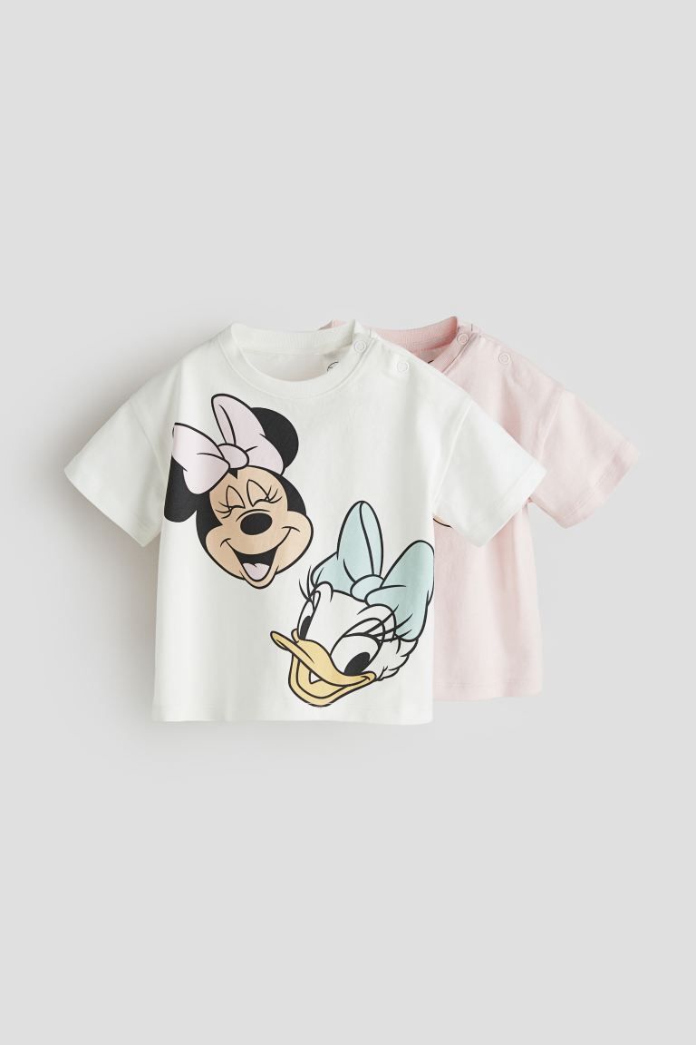2-pack Cotton T-shirts - Light pink/Minnie Mouse - Kids | H&M US | H&M (US + CA)