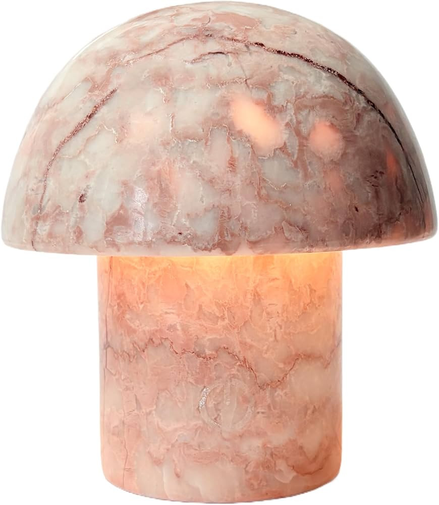 Marble Mushroom Table Lamp - Small Rechargeable USB-C Cordless Touch-Dimmable Night Light, Hand-P... | Amazon (US)