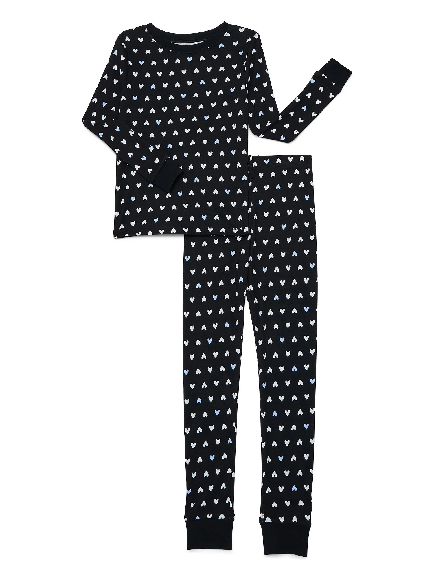 Joyspun Girls Matching Cotton Tight Fit Pajama Set, 2-Piece, Sizes 6-12 | Walmart (US)