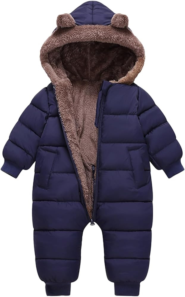 Baby Boys Girls Snowsuit Winter Clothes Suit Hooded Jumpsuit Romper Bear Outfit Infant Warm Coat ... | Amazon (US)