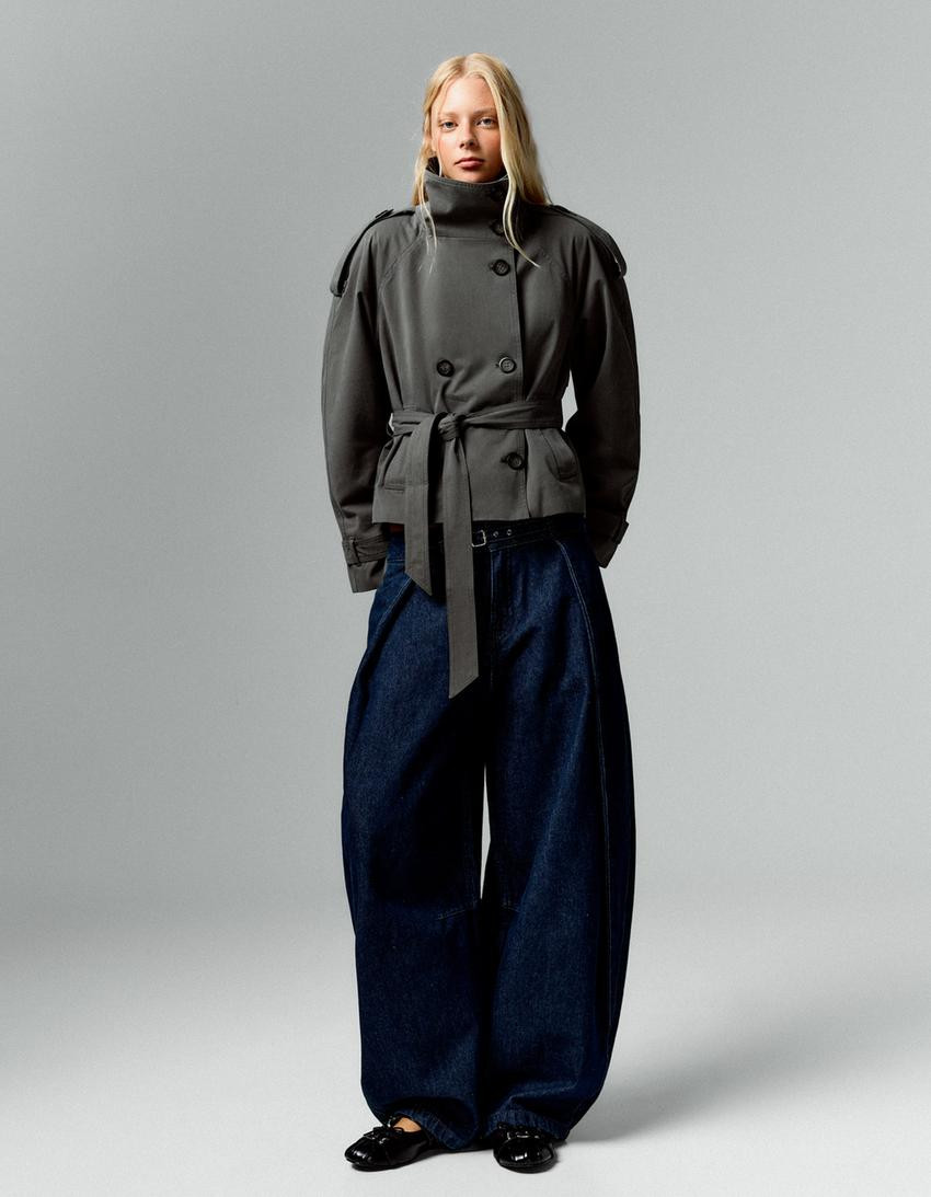 Funnel neck trench coat | Bershka UK