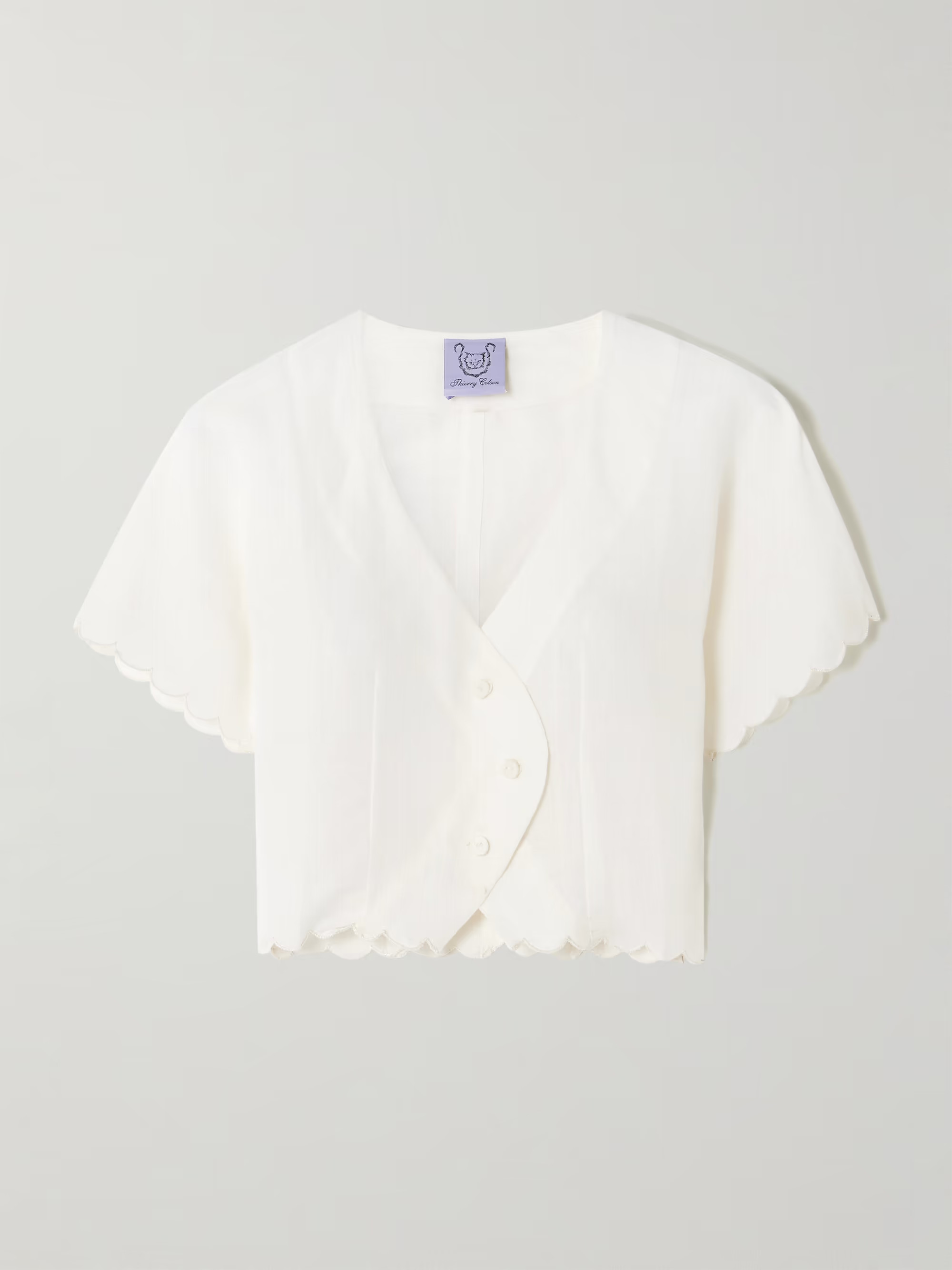 Bianca scalloped cotton and linen-blend top | NET-A-PORTER (US)