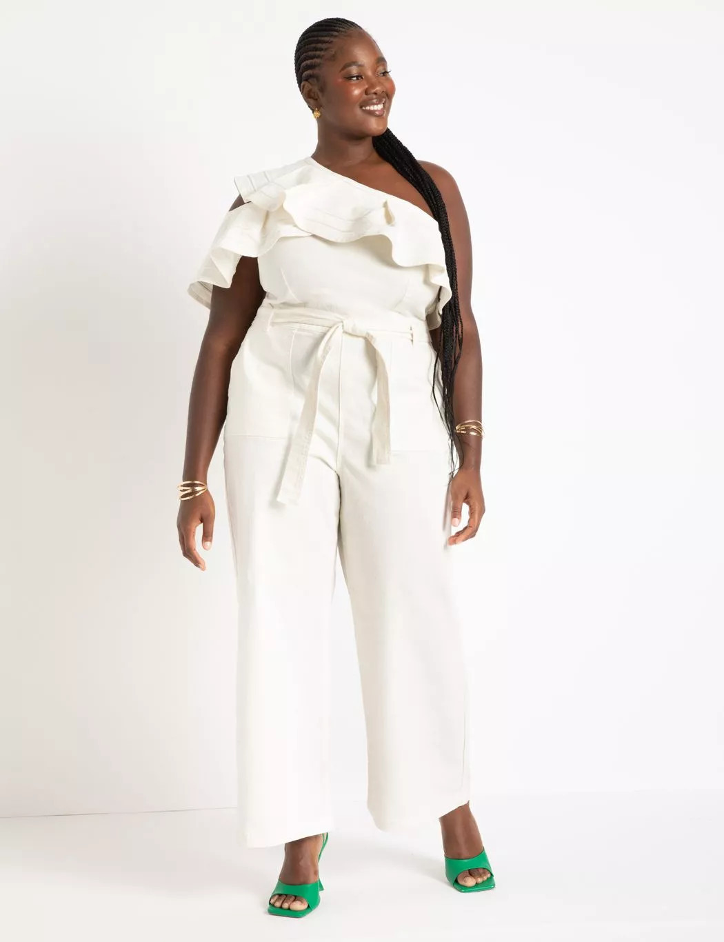 Ruffle One Shoulder Jumpsuit | Eloquii