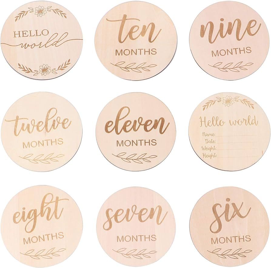 1 Set 14Pcs Baby Monthly Cards, Baby Monthly Milestone Wood Newborn Monthly Milestone Cards Baby ... | Amazon (CA)
