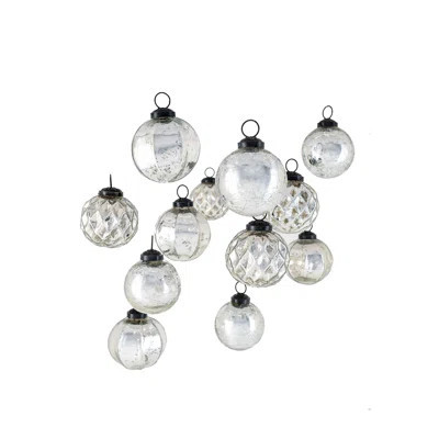 Set Of 12 Crackle Glazed Vintage Glass Ornaments Set | Wayfair North America