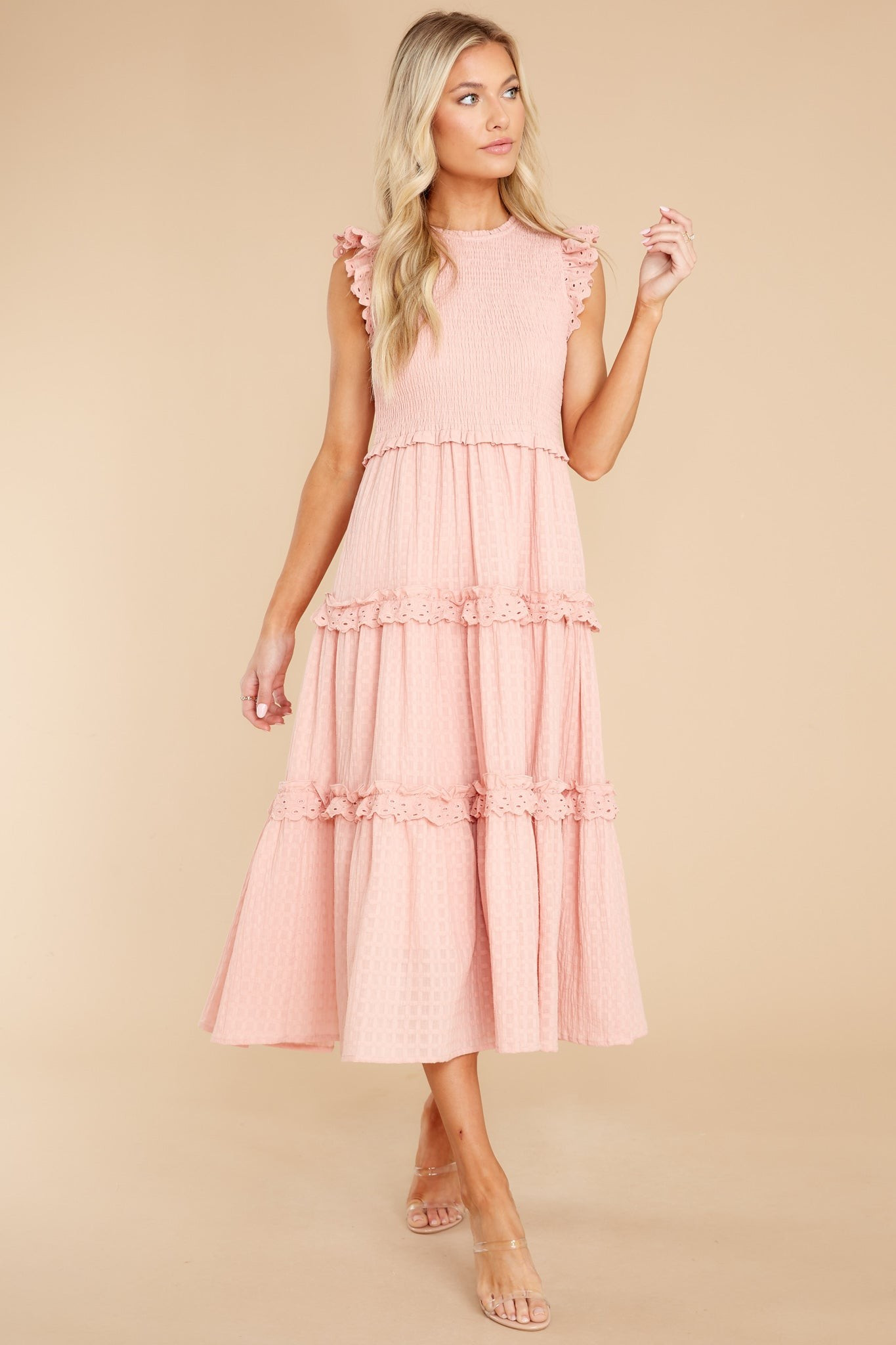 Sensational Smile Blush Pink Midi Dress | Red Dress 