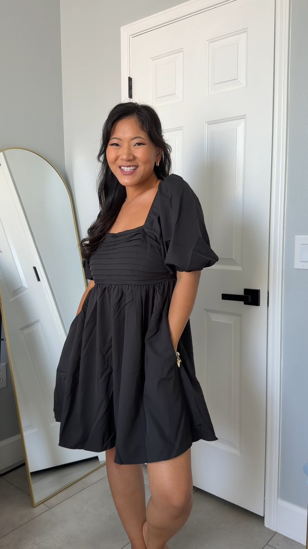 Square Neck Dresses Half Puff Sleeve Dress only $39 comes in multiple colors and wearing size medium