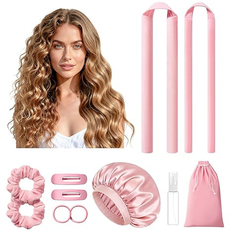 LitBear Heatless Curls Overnight, 2 Sizes of Soft Hair Rollers for Women with Bonnet to Sleep In,... | Amazon (US)