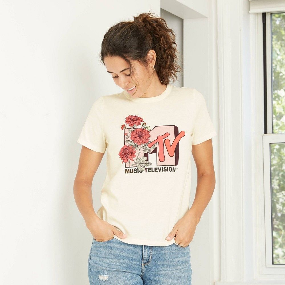 Women's MTV Fora Print Short Seeve Graphic T-Shirt - | Target