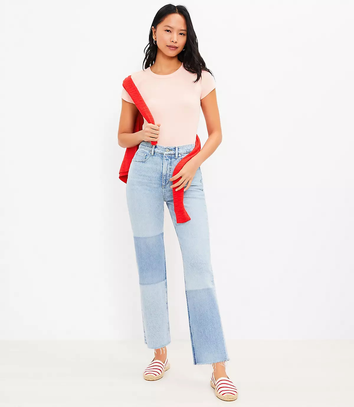 Frayed 90s Straight Jeans in Shadow Indigo Wash | LOFT
