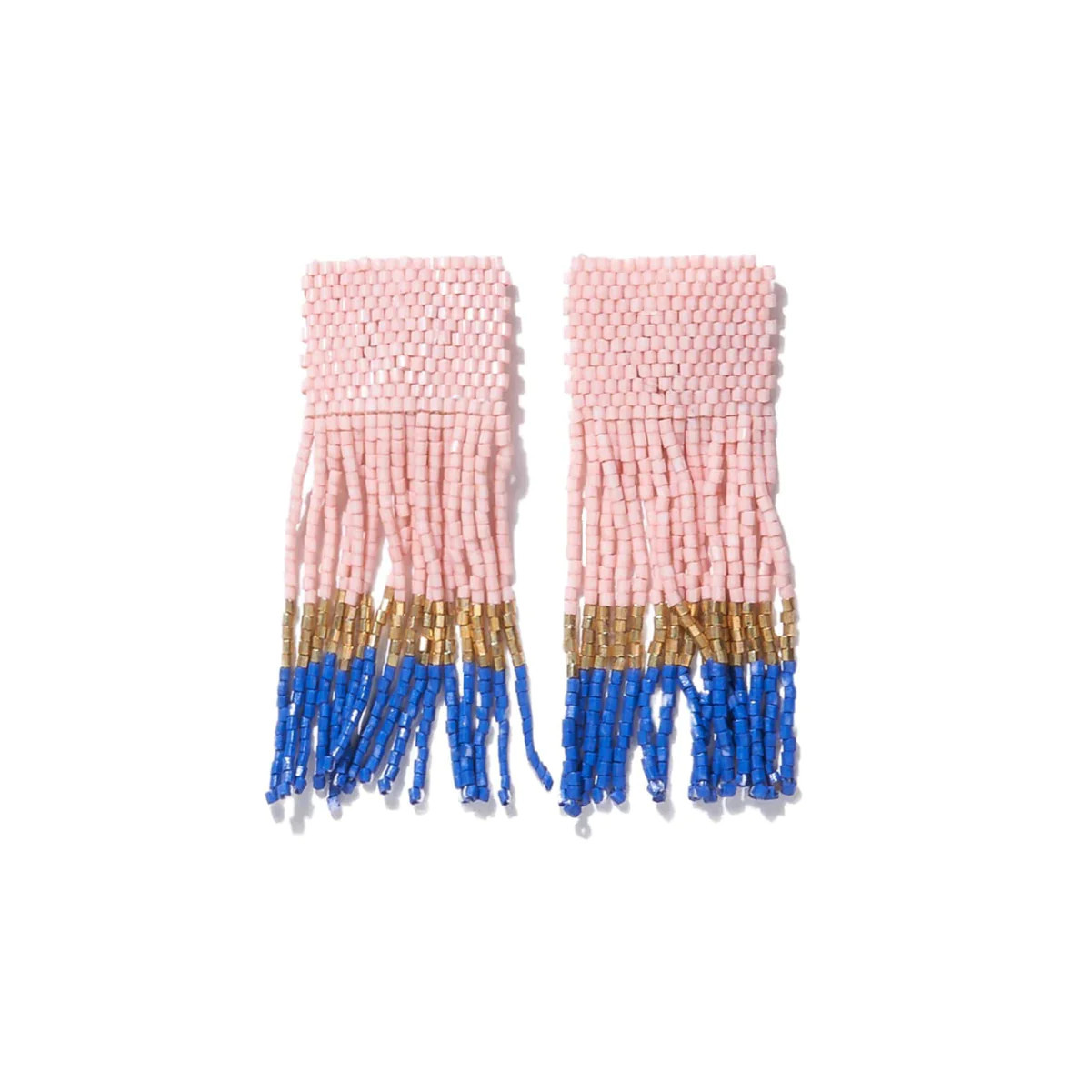 Ava Color Block Beaded Fringe Earrings Blush | INK+ALLOY