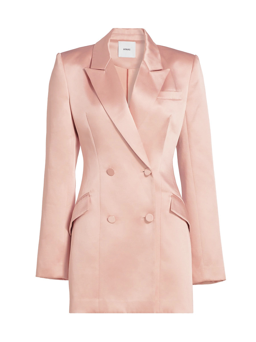 Women's Zoe Satin Double-Breasted Blazer Dress - Blush - Size 12 | Saks Fifth Avenue