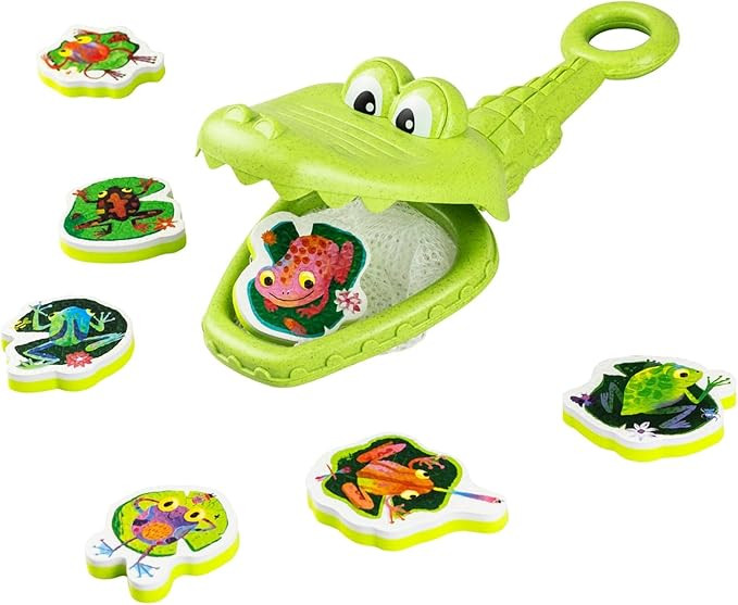 Tiger Tribe Croc Chasey ECO Bio-Plastic Fun Bath Toy for Toddlers - Catch & Scoop Frogs with Snap... | Amazon (US)