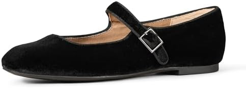 Amazon Essentials Women's Velvet Mary Jane Ballet Flat with Buckle Strap | Amazon (US)