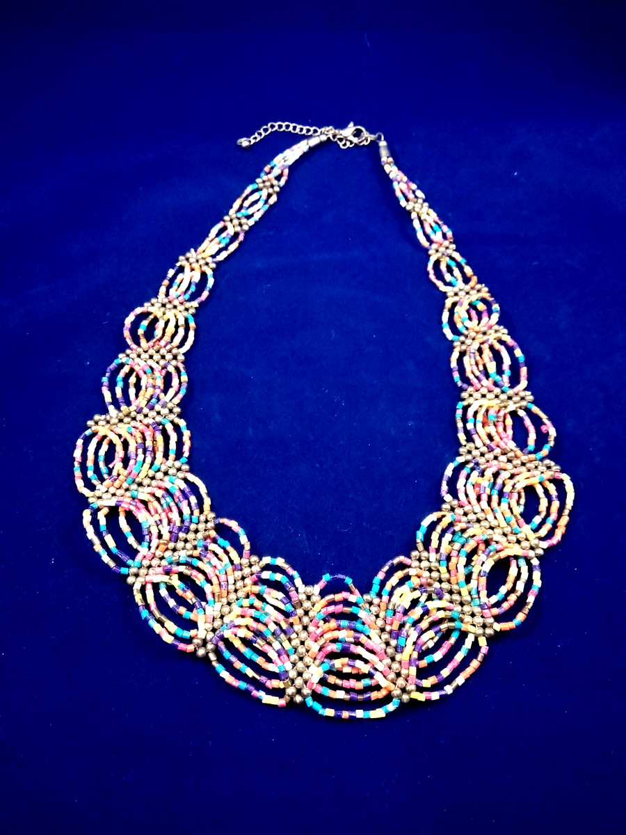 Colorful Rainbow Circle Bubble Glass Seed Bead Necklace Summer Party | eBay US