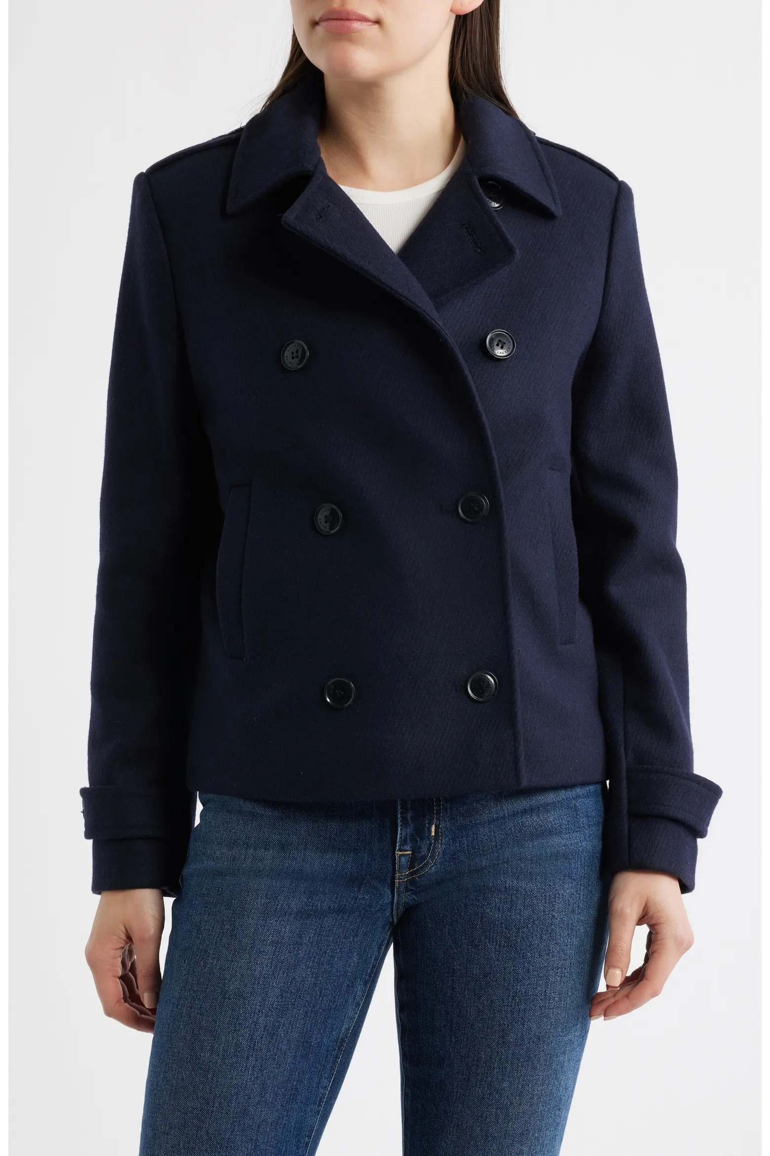 Double Breasted Wool Blend Twill Jacket (Women) | Nordstrom | Nordstrom