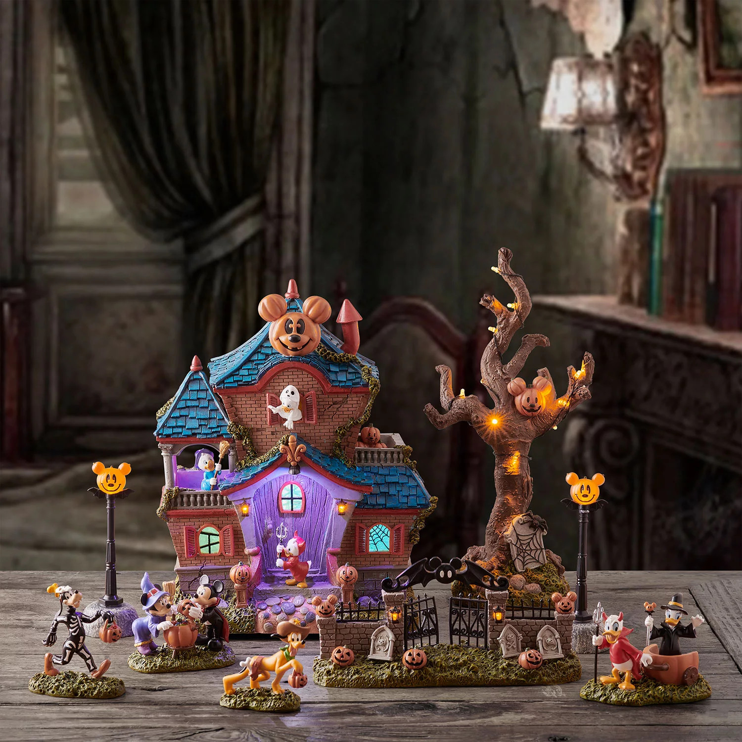 Disney 9pc Resin LED Musical Halloween Village Set | Sam's Club