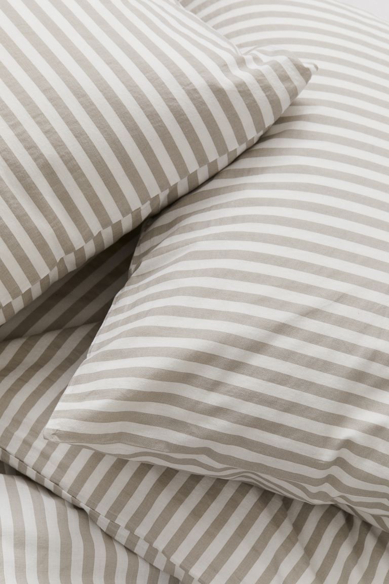 Cotton King/Queen Duvet Cover Set - Dark yellow/white - Home All | H&M US | H&M (US + CA)