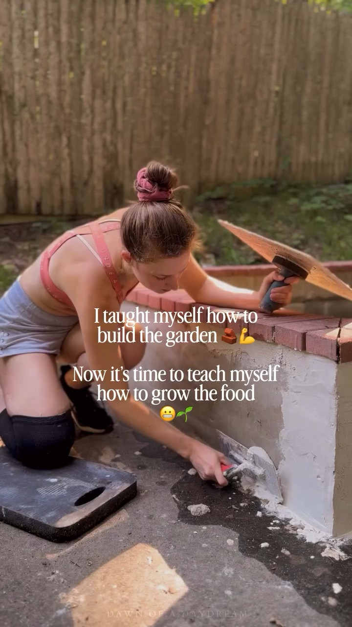 Have you ever started something before you knew what you were doing? 😶

Last year I decided I wanted a garden. Instead of  taking the sensible route and starting with a few pots, I spent months building the European-inspired brick garden of my dreams!

In hindsight, most people would probably learn how to grow a vegetable or two first. 😂

Buttttt that’s never really been my way🤪

I renovated a house before I knew how, I picked up power tools before I knew how, and now I’m learning how to grow food before I know how.

Will I accidentally kill a few plants? Probably. 🫠

But I’ve learned that confidence rarely comes before the first step. Most of the time it shows up somewhere in the middle, after you’ve made mistakes, figured things out, and realized you’re more capable than you thought.

So here’s to another season of trial and error, learning as I go, and hopefully harvesting something edible along the way. 😂🥕

Because if this house has taught me anything, it’s that you don’t have to be an expert to begin.

You just have to be willing to try. 🥹🌱

For my experienced gardeners... what’s the ONE thing you wish you’d known when you first started growing vegetables? 👇✨