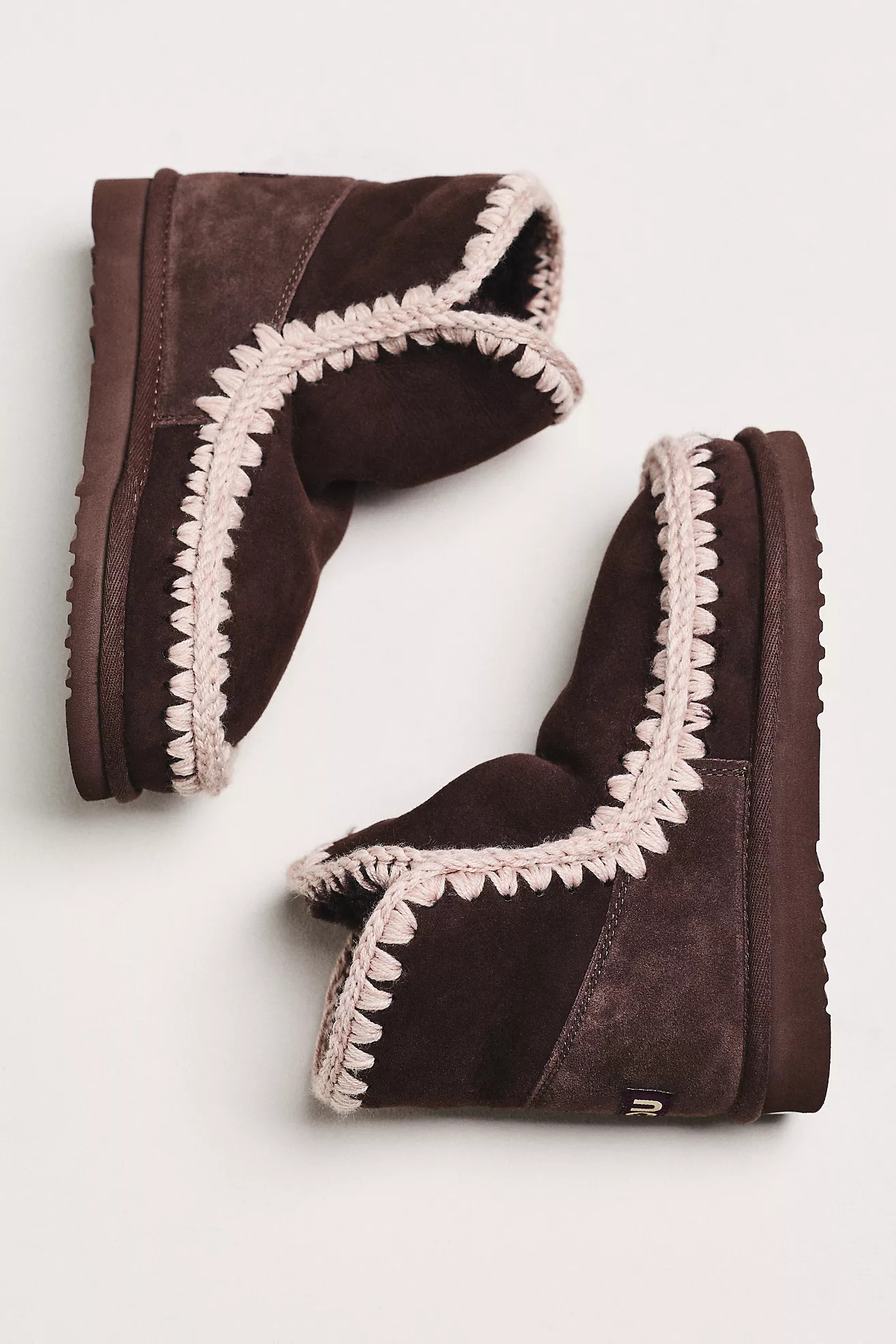 MOU Stitched Detail Sheepskin Boots | Anthropologie (US)