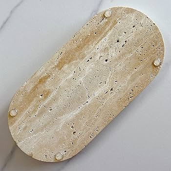 SAIDKOCC Natural Marble Oval Tray Ornaments Vintage Small Tray Storage Dish for Counter, Vanity, ... | Amazon (US)