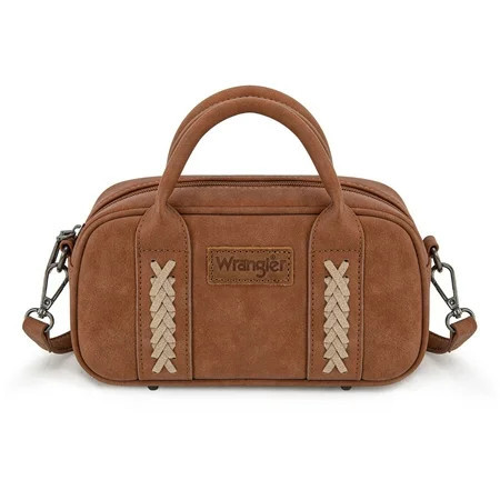 Wrangler Barrel Bag Retro Top Handle Bags with Crossbody Strap Boston Satchel Purse and Handbag Women, Brown | Walmart (US)