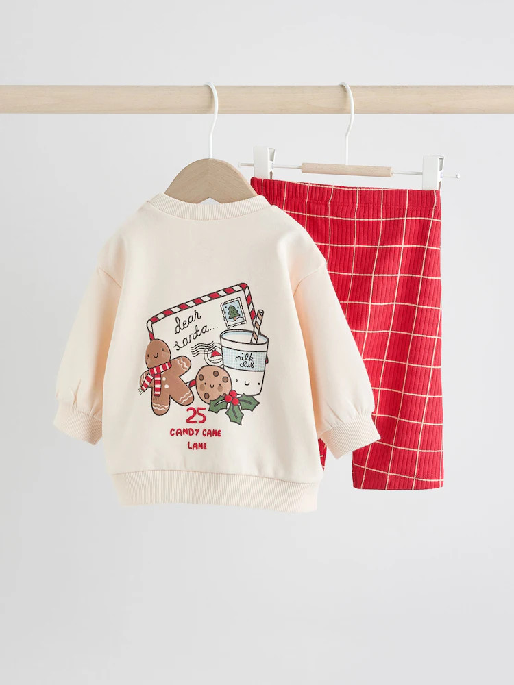 Red Graphic Print Christmas Sweat and Joggers Baby Set (0mths-2yrs) | Next US