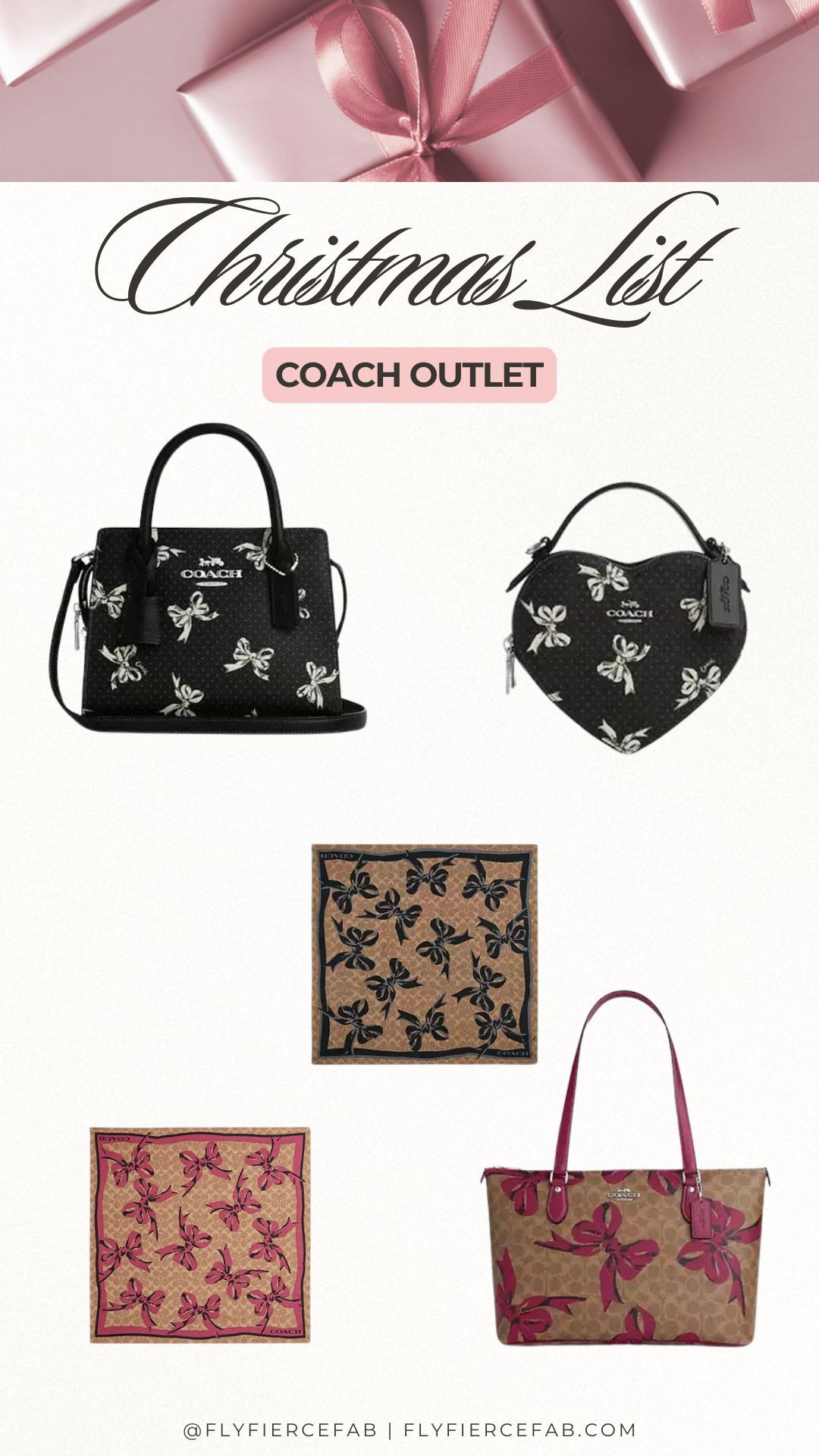 If you're looking for some cute gift ideas  for her (or things to add you your Christmas wishlist 😉🎄🎁), check out these bow motif purses and scarves from the Coach outlet!

The black coach heart bag with the bows is sooo cute, and would also be cute with holiday outfits.

🎅🏾 gift guide 

 #LTKGiftGuide #LTKHoliday #LTKItBag