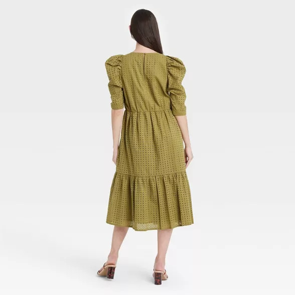 Women's Elbow Sleeve Eyelet Dress - A New Day™ | Target