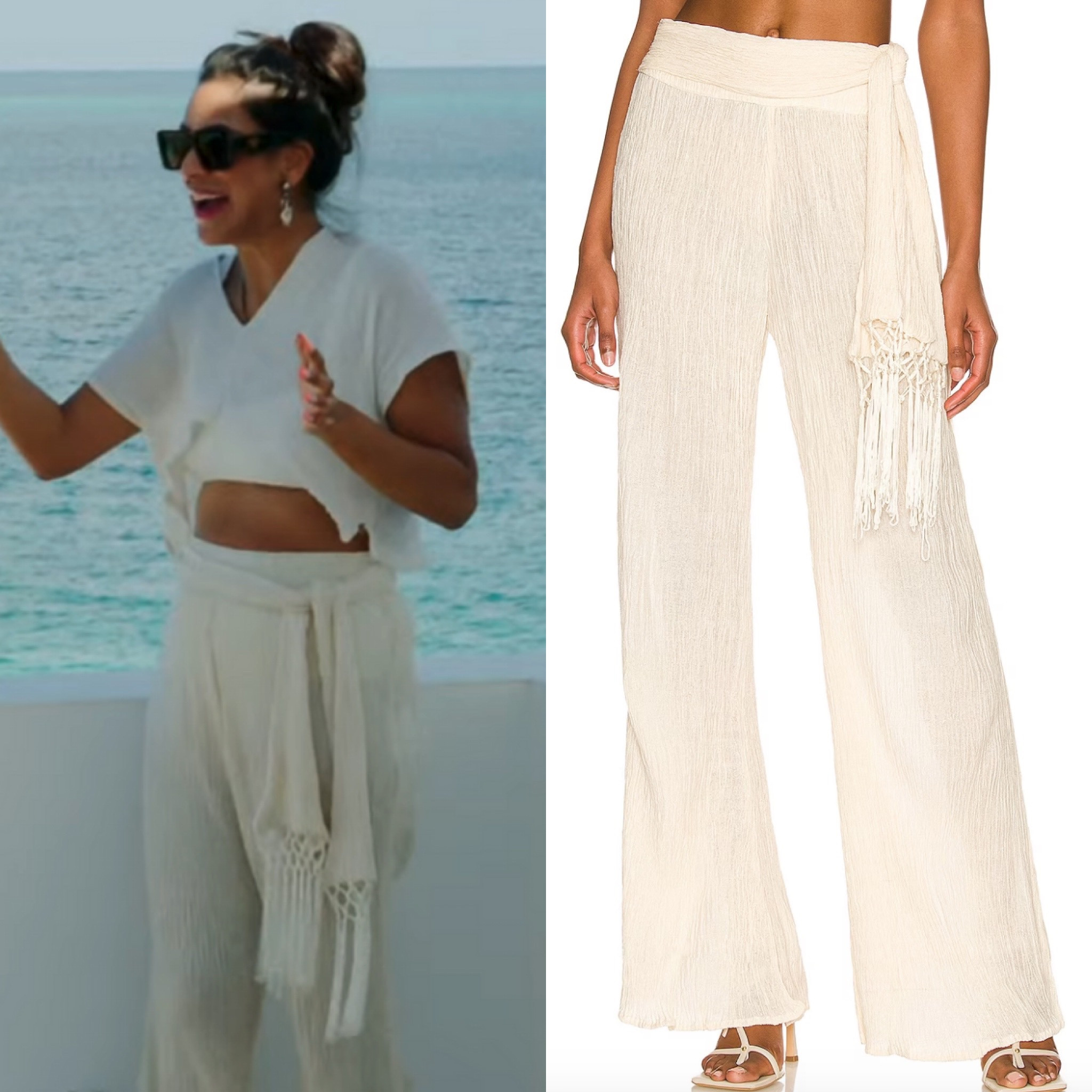Jessel Taank’s White Fringe Belted Pants 