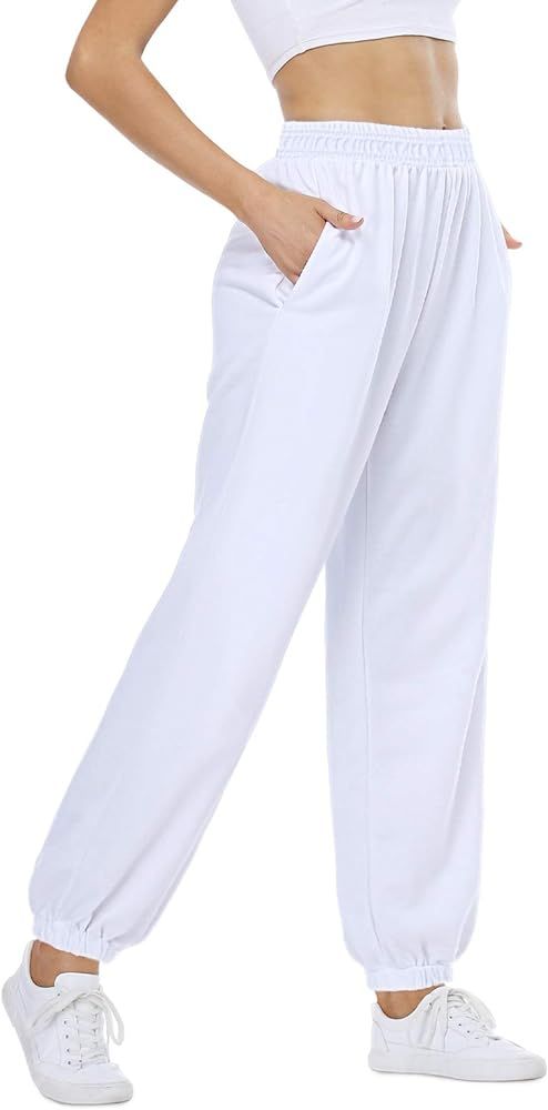 CYiNu Womens Yoga Pants Lounge Baggy Straight Wide Leg Sweatpants Bottom Slit Yoga Pants with Poc... | Amazon (US)