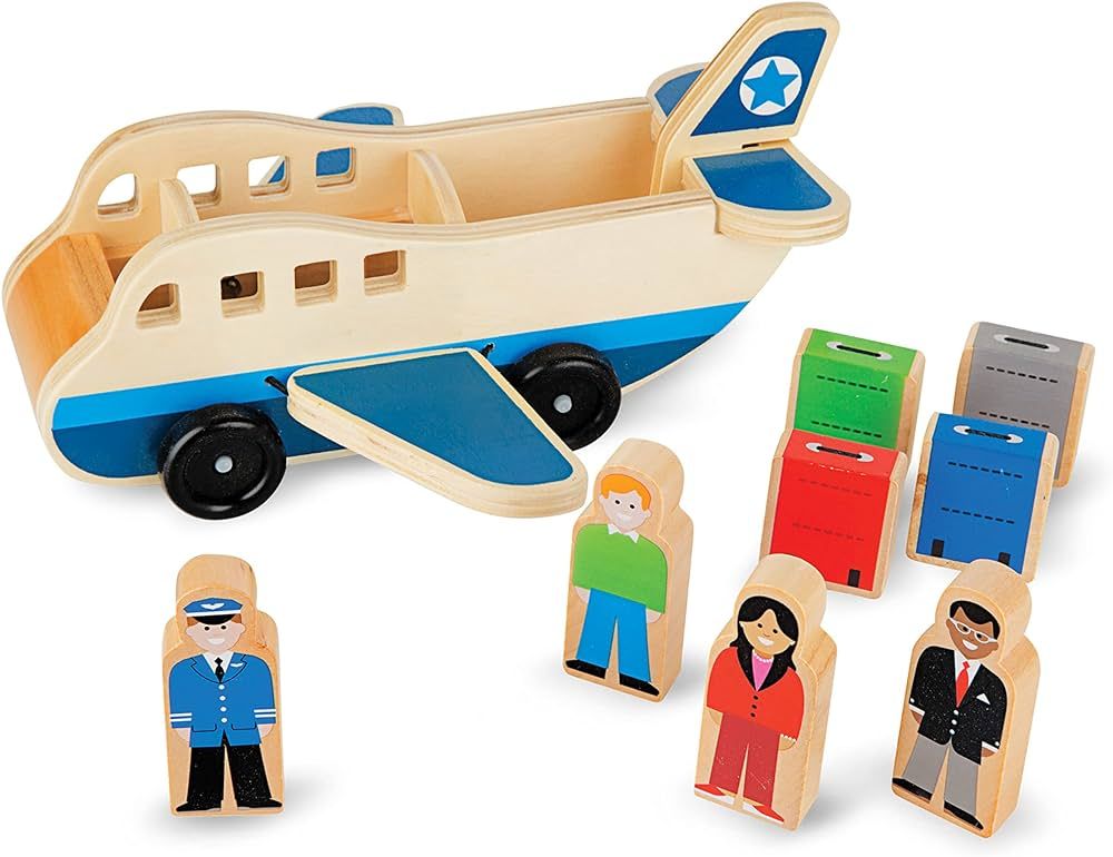 Melissa & Doug Wooden Airplane Play Set With 4 Play Figures and 4 Suitcases - Toy Airplane For To... | Amazon (US)