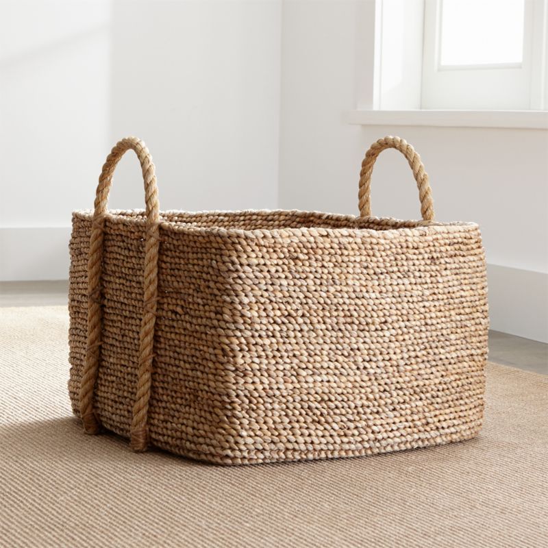 Tyler Square Basket With Rope Handle Low + Reviews | Crate and Barrel | Crate & Barrel