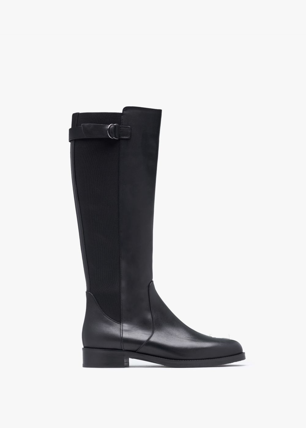 Gianna Black Leather Elastic Back Knee Boots | Daniel Footwear (UK)