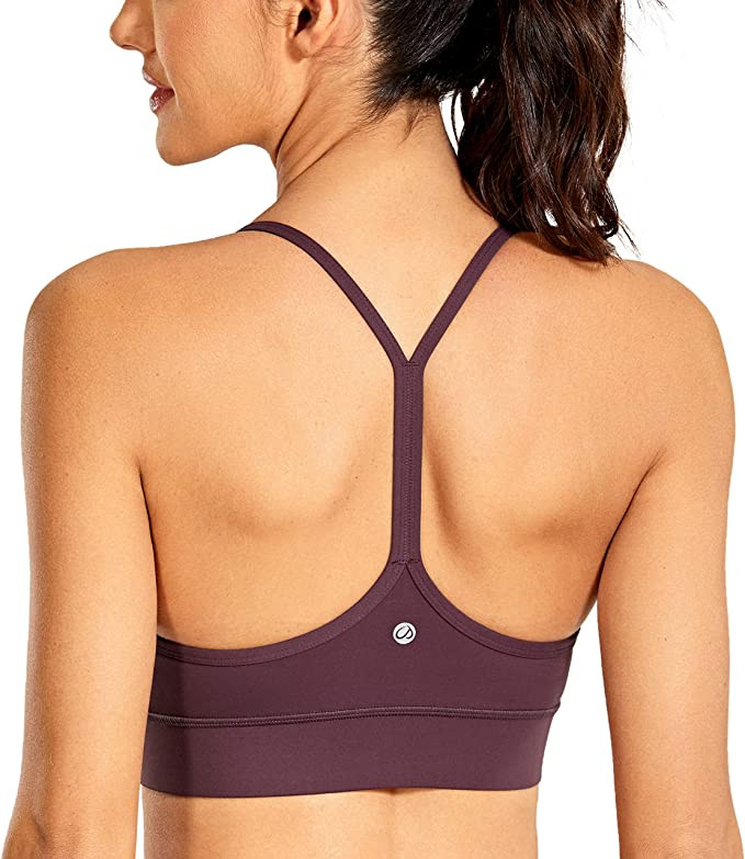 CRZ YOGA Women's Y-Back Racerback Sports Bras T-Back Spaghetti Straps Padded Yoga Bras Tops | Amazon (US)