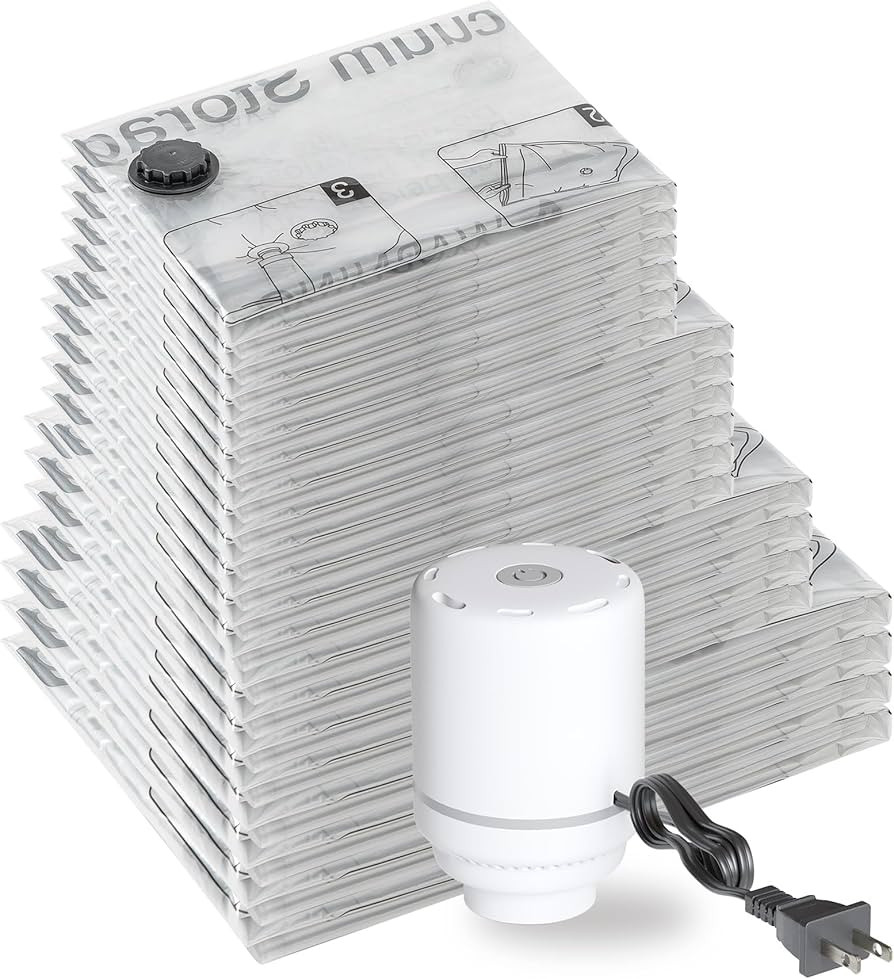 SUOCO 20 Combo Vacuum Storage Bags with Electric Pump, (4 Jumbo, 4 Large, 6 Medium, 6 Small) Trav... | Amazon (US)