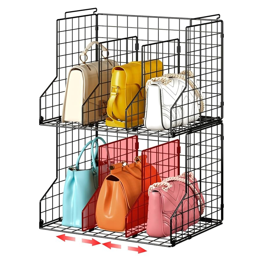 Sonyabecca Purse Organizer for Closet,2-Pack Adjustable&Stackable Handbag Storage Dividers for Op... | Amazon (US)