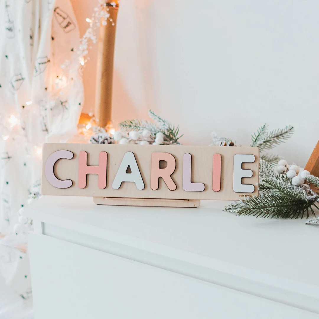 Wooden Name Puzzle Nursery Decor Girl First Birthday Kids Wooden Toys Newborn Gift Personalized T... | Etsy (US)