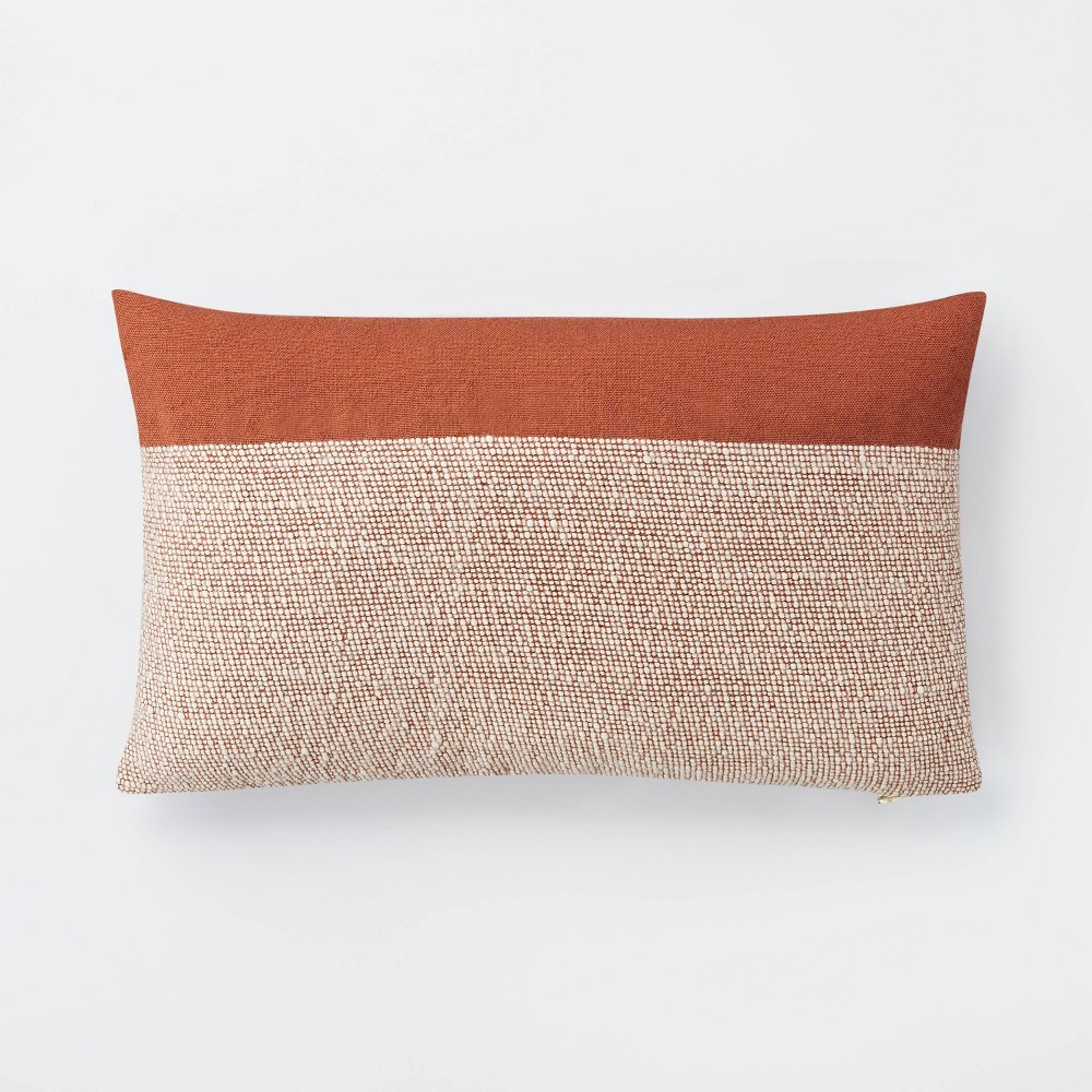 Oversized Color Block Lumbar Throw Pillow Cream/Rust - Threshold designed with Studio McGee | Target