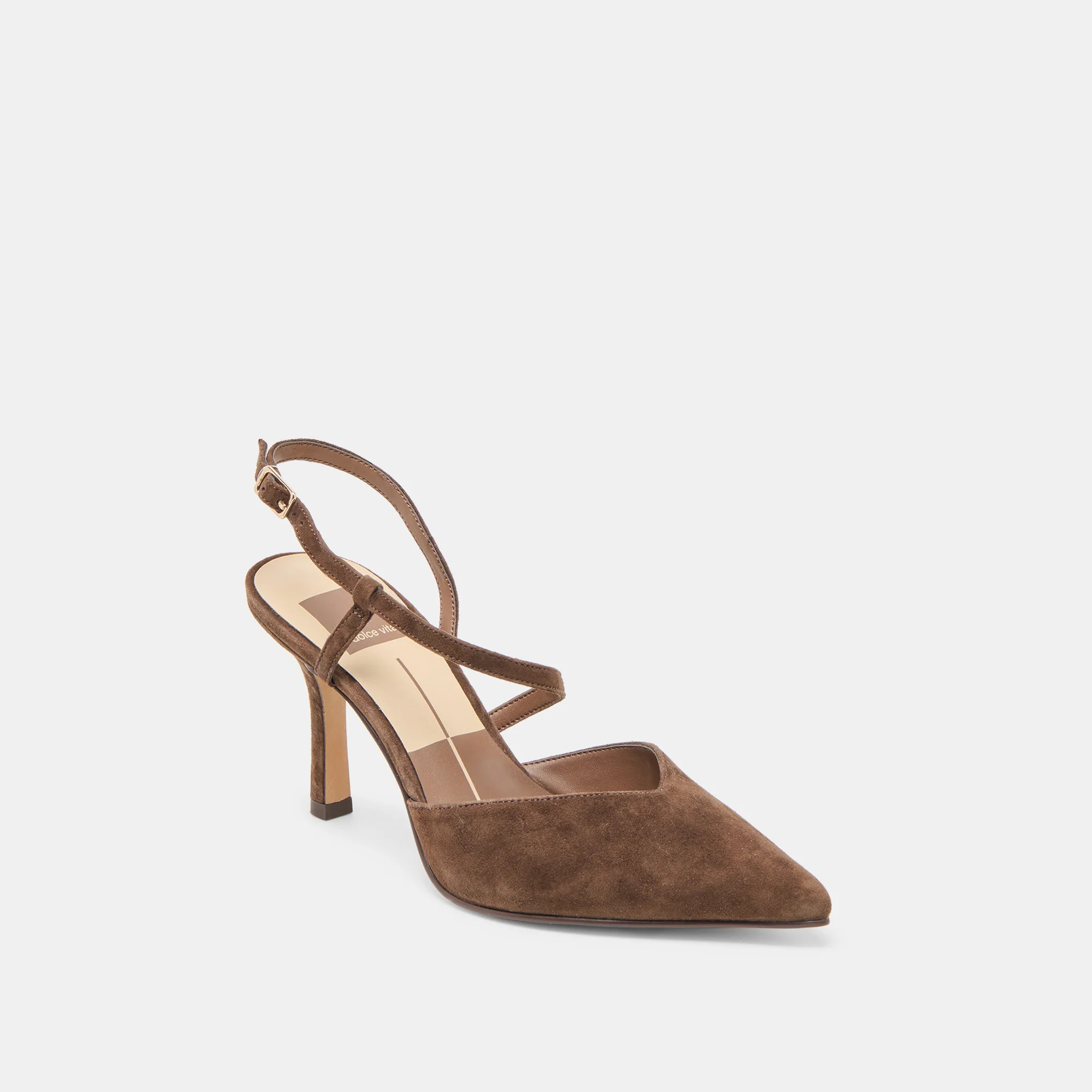 Kamra Heels Dk Brown Suede | DolceVita.com